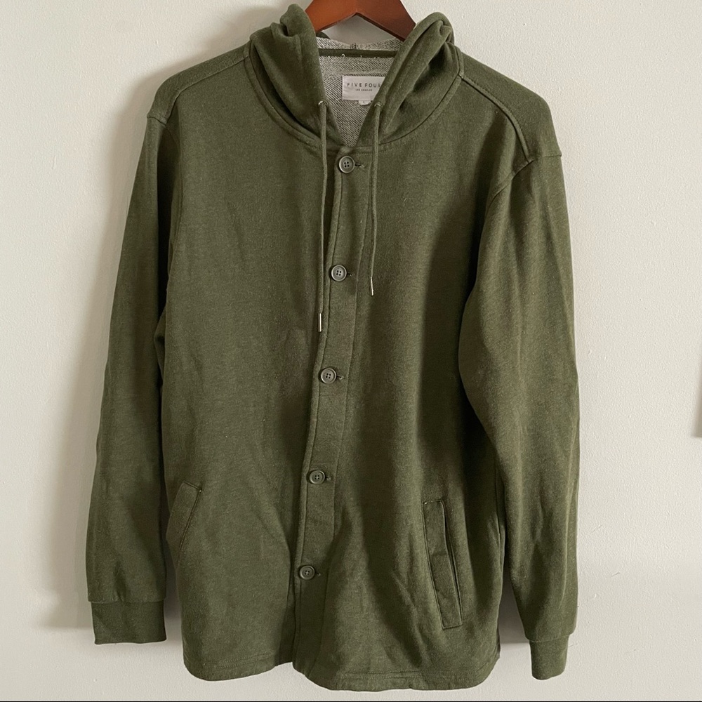 Five Four mens large olive green cardigan hoodie